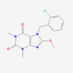 molecular formula C15H15ClN4O3 B300413 7-(2-chlorobenzyl)-8-methoxy-1,3-dimethyl-3,7-dihydro-1H-purine-2,6-dione 