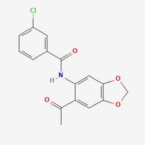 molecular formula C16H12ClNO4 B3004130 N-(6-acetyl-1,3-benzodioxol-5-yl)-3-chlorobenzenecarboxamide CAS No. 698985-86-3