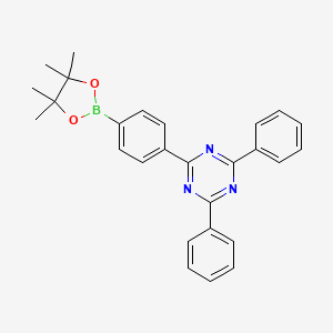 molecular formula C27H26BN3O2 B3004131 2,4-Diphenyl-6-[4-(4,4,5,5-tetramethyl-1,3,2-dioxaborolan-2-yl)phenyl]-1,3,5-triazine CAS No. 1219956-23-6