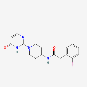 molecular formula C18H21FN4O2 B3004134 2-(2-fluorophenyl)-N-(1-(4-methyl-6-oxo-1,6-dihydropyrimidin-2-yl)piperidin-4-yl)acetamide CAS No. 1903291-46-2