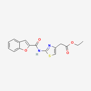 molecular formula C16H14N2O4S B3004138 Ethyl 2-(2-(benzofuran-2-carboxamido)thiazol-4-yl)acetate CAS No. 778622-74-5