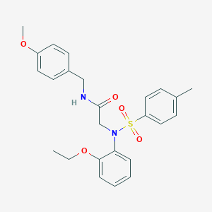 molecular formula C25H28N2O5S B300415 2-{2-ethoxy[(4-methylphenyl)sulfonyl]anilino}-N-(4-methoxybenzyl)acetamide 