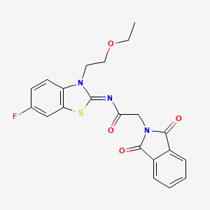 molecular formula C21H18FN3O4S B3004155 (Z)-2-(1,3-二氧代异吲哚啉-2-基)-N-(3-(2-乙氧基乙基)-6-氟苯并[d]噻唑-2(3H)-亚甲基)乙酰胺 CAS No. 865163-03-7