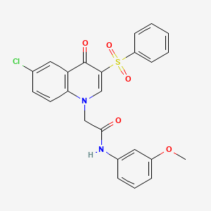 molecular formula C24H19ClN2O5S B3004159 2-[3-(benzenesulfonyl)-6-chloro-4-oxoquinolin-1-yl]-N-(3-methoxyphenyl)acetamide CAS No. 866725-31-7