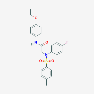 molecular formula C23H23FN2O4S B300417 N-(4-ethoxyphenyl)-2-{4-fluoro[(4-methylphenyl)sulfonyl]anilino}acetamide 
