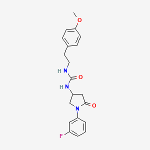 molecular formula C20H22FN3O3 B3004181 1-(1-(3-Fluorophenyl)-5-oxopyrrolidin-3-yl)-3-(4-methoxyphenethyl)urea CAS No. 887466-00-4