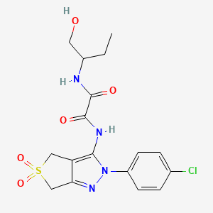 molecular formula C17H19ClN4O5S B3004182 N1-(2-(4-chlorophenyl)-5,5-dioxido-4,6-dihydro-2H-thieno[3,4-c]pyrazol-3-yl)-N2-(1-hydroxybutan-2-yl)oxalamide CAS No. 899733-84-7