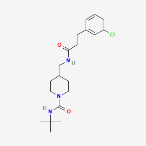 molecular formula C20H30ClN3O2 B3004186 N-(tert-butyl)-4-((3-(3-chlorophenyl)propanamido)methyl)piperidine-1-carboxamide CAS No. 2034464-16-7