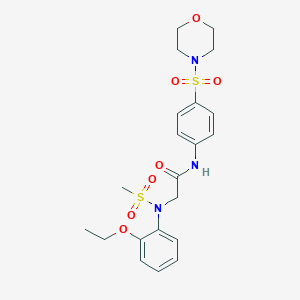 molecular formula C21H27N3O7S2 B300419 2-[2-ethoxy(methylsulfonyl)anilino]-N-[4-(4-morpholinylsulfonyl)phenyl]acetamide 
