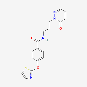 molecular formula C17H16N4O3S B3004194 N-(3-(6-oxopyridazin-1(6H)-yl)propyl)-4-(thiazol-2-yloxy)benzamide CAS No. 2034608-29-0