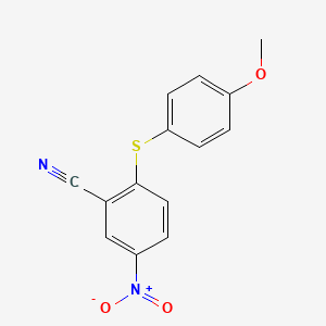 molecular formula C14H10N2O3S B3004196 2-[(4-Methoxyphenyl)sulfanyl]-5-nitrobenzenecarbonitrile CAS No. 306980-91-6