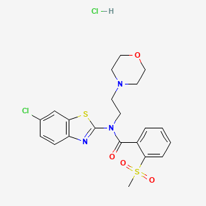 molecular formula C21H23Cl2N3O4S2 B3004197 N-(6-chlorobenzo[d]thiazol-2-yl)-2-(methylsulfonyl)-N-(2-morpholinoethyl)benzamide hydrochloride CAS No. 1216809-46-9