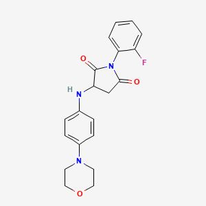 molecular formula C20H20FN3O3 B3004200 1-(2-Fluorophenyl)-3-((4-morpholinophenyl)amino)pyrrolidine-2,5-dione CAS No. 342615-49-0