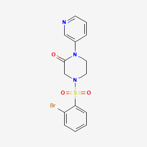 molecular formula C15H14BrN3O3S B3004214 4-(2-Bromobenzenesulfonyl)-1-(pyridin-3-yl)piperazin-2-one CAS No. 2097903-44-9