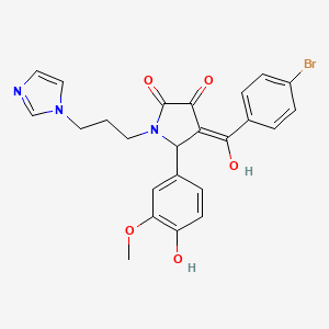 molecular formula C24H22BrN3O5 B3004218 1-(3-(1H-imidazol-1-yl)propyl)-4-(4-bromobenzoyl)-3-hydroxy-5-(4-hydroxy-3-methoxyphenyl)-1H-pyrrol-2(5H)-one CAS No. 440096-97-9