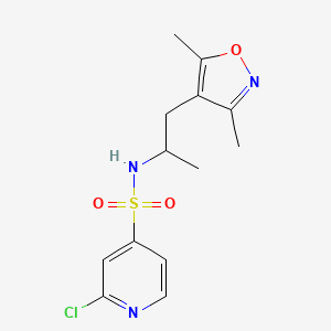 molecular formula C13H16ClN3O3S B3004228 2-chloro-N-[1-(3,5-dimethyl-1,2-oxazol-4-yl)propan-2-yl]pyridine-4-sulfonamide CAS No. 2094487-90-6