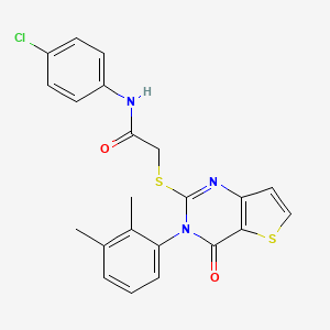 molecular formula C22H18ClN3O2S2 B3004231 N-(4-chlorophenyl)-2-{[3-(2,3-dimethylphenyl)-4-oxo-3,4-dihydrothieno[3,2-d]pyrimidin-2-yl]sulfanyl}acetamide CAS No. 1291854-56-2