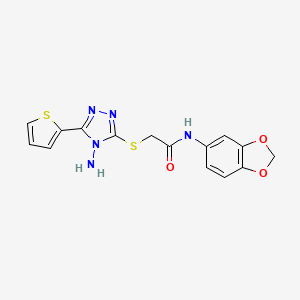 molecular formula C15H13N5O3S2 B3004233 2-[(4-amino-5-thiophen-2-yl-1,2,4-triazol-3-yl)sulfanyl]-N-(1,3-benzodioxol-5-yl)acetamide CAS No. 886928-46-7