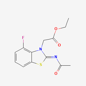 molecular formula C13H13FN2O3S B3004239 (Z)-ethyl 2-(2-(acetylimino)-4-fluorobenzo[d]thiazol-3(2H)-yl)acetate CAS No. 865249-13-4