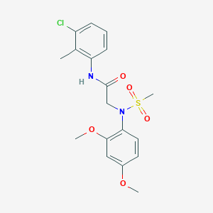 molecular formula C18H21ClN2O5S B300424 N-(3-chloro-2-methylphenyl)-2-[2,4-dimethoxy(methylsulfonyl)anilino]acetamide 