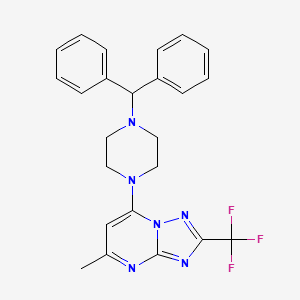 molecular formula C24H23F3N6 B3004242 7-(4-Benzhydrylpiperazin-1-yl)-5-methyl-2-(trifluoromethyl)-[1,2,4]triazolo[1,5-a]pyrimidine CAS No. 900889-67-0