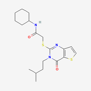 N-cyclohexyl-2-[3-(3-methylbutyl)-4-oxothieno[3,2-d]pyrimidin-2-yl]sulfanylacetamide