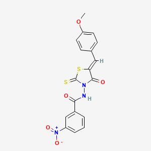 molecular formula C18H13N3O5S2 B3004249 (Z)-N-(5-(4-methoxybenzylidene)-4-oxo-2-thioxothiazolidin-3-yl)-3-nitrobenzamide CAS No. 303056-05-5