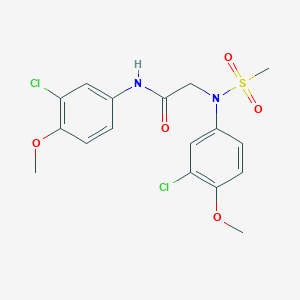 molecular formula C17H18Cl2N2O5S B300425 2-[3-chloro-4-methoxy(methylsulfonyl)anilino]-N-(3-chloro-4-methoxyphenyl)acetamide 