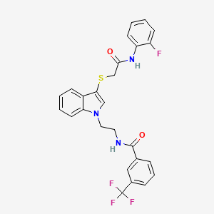 N-[2-[3-[2-(2-fluoroanilino)-2-oxoethyl]sulfanylindol-1-yl]ethyl]-3-(trifluoromethyl)benzamide