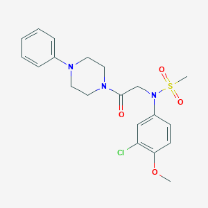molecular formula C20H24ClN3O4S B300427 N-(3-chloro-4-methoxyphenyl)-N-[2-oxo-2-(4-phenylpiperazin-1-yl)ethyl]methanesulfonamide 