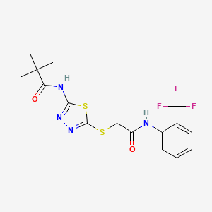 N-(5-((2-oxo-2-((2-(trifluoromethyl)phenyl)amino)ethyl)thio)-1,3,4-thiadiazol-2-yl)pivalamide