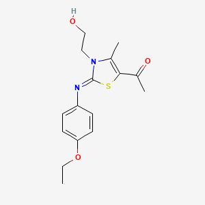 B3004289 1-[2-(4-Ethoxyphenyl)imino-3-(2-hydroxyethyl)-4-methyl-1,3-thiazol-5-yl]ethanone CAS No. 461672-03-7