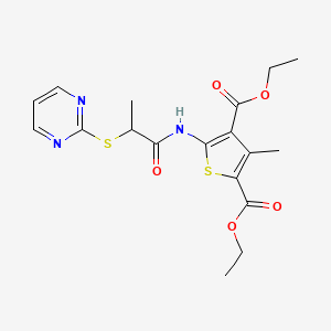 Diethyl 3-methyl-5-(2-pyrimidin-2-ylsulfanylpropanoylamino)thiophene-2,4-dicarboxylate
