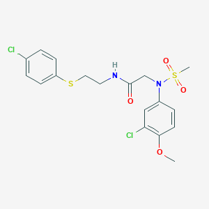 molecular formula C18H20Cl2N2O4S2 B300430 2-[3-chloro-4-methoxy(methylsulfonyl)anilino]-N-{2-[(4-chlorophenyl)sulfanyl]ethyl}acetamide 