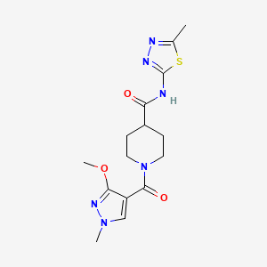 molecular formula C15H20N6O3S B3004305 1-(3-methoxy-1-methyl-1H-pyrazole-4-carbonyl)-N-(5-methyl-1,3,4-thiadiazol-2-yl)piperidine-4-carboxamide CAS No. 1251686-62-0