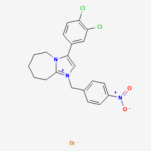 molecular formula C21H20BrCl2N3O2 B3004306 3-(3,4-二氯苯基)-1-(4-硝基苄基)-6,7,8,9-四氢-5H-咪唑并[1,2-a]氮杂环-1-溴化铵 CAS No. 352018-44-1