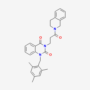 molecular formula C30H31N3O3 B3004323 3-(3-(3,4-dihydroisoquinolin-2(1H)-yl)-3-oxopropyl)-1-(2,4,6-trimethylbenzyl)quinazoline-2,4(1H,3H)-dione CAS No. 899920-36-6