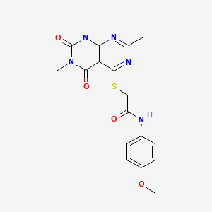 molecular formula C18H19N5O4S B3004329 N-(4-methoxyphenyl)-2-((2,6,8-trimethyl-5,7-dioxo-5,6,7,8-tetrahydropyrimido[4,5-d]pyrimidin-4-yl)thio)acetamide CAS No. 852168-21-9