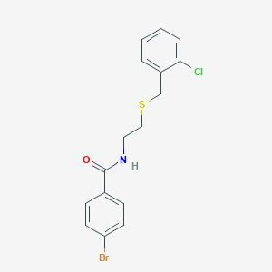 molecular formula C16H15BrClNOS B300433 4-bromo-N-{2-[(2-chlorobenzyl)sulfanyl]ethyl}benzamide 