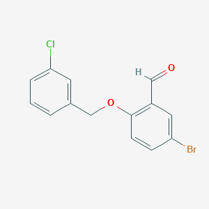 molecular formula C14H10BrClO2 B3004330 5-溴-2-[(3-氯苄基)氧基]苯甲醛 CAS No. 588678-17-5