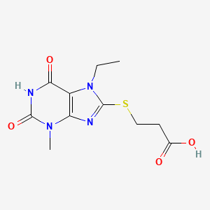 molecular formula C11H14N4O4S B3004334 3-((7-乙基-3-甲基-2,6-二氧代-2,3,6,7-四氢-1H-嘌呤-8-基)硫代)丙酸 CAS No. 189149-98-2