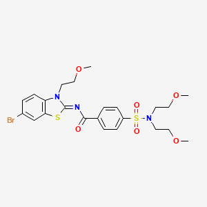 molecular formula C23H28BrN3O6S2 B3004347 4-[bis(2-methoxyethyl)sulfamoyl]-N-[6-bromo-3-(2-methoxyethyl)-1,3-benzothiazol-2-ylidene]benzamide CAS No. 864976-31-8