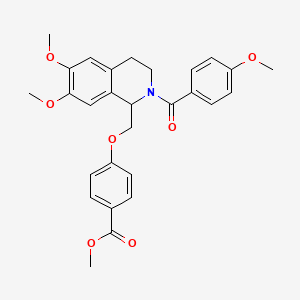 molecular formula C28H29NO7 B3004349 Methyl 4-[[6,7-dimethoxy-2-(4-methoxybenzoyl)-3,4-dihydro-1H-isoquinolin-1-yl]methoxy]benzoate CAS No. 486452-75-9