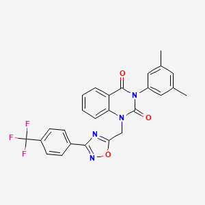 molecular formula C26H19F3N4O3 B3004356 3-(3,5-dimethylphenyl)-1-((3-(4-(trifluoromethyl)phenyl)-1,2,4-oxadiazol-5-yl)methyl)quinazoline-2,4(1H,3H)-dione CAS No. 1358223-74-1