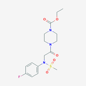 molecular formula C16H22FN3O5S B300436 ethyl 4-[N-(4-fluorophenyl)-N-(methylsulfonyl)glycyl]piperazine-1-carboxylate 