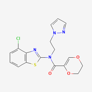 molecular formula C17H15ClN4O3S B3004360 N-(2-(1H-吡唑-1-基)乙基)-N-(4-氯苯并[d]噻唑-2-基)-5,6-二氢-1,4-二噁英-2-甲酰胺 CAS No. 1170238-32-0