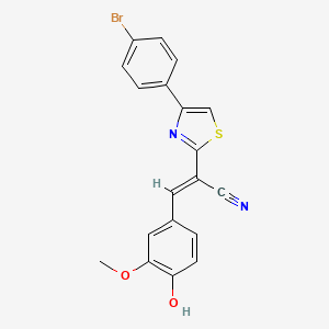 molecular formula C19H13BrN2O2S B3004362 (E)-2-(4-(4-bromophenyl)thiazol-2-yl)-3-(4-hydroxy-3-methoxyphenyl)acrylonitrile CAS No. 325992-97-0