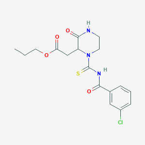 Propyl 2-(1-((3-chlorobenzoyl)carbamothioyl)-3-oxopiperazin-2-yl)acetate