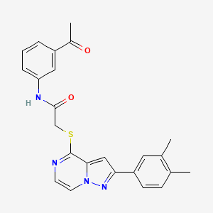 molecular formula C24H22N4O2S B3004368 N-(3-Acetylphenyl)-2-{[2-(3,4-dimethylphenyl)pyrazolo[1,5-A]pyrazin-4-YL]sulfanyl}acetamide CAS No. 1794818-41-9