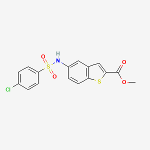molecular formula C16H12ClNO4S2 B3004377 Methyl 5-{[(4-chlorophenyl)sulfonyl]amino}-1-benzothiophene-2-carboxylate CAS No. 477847-44-2